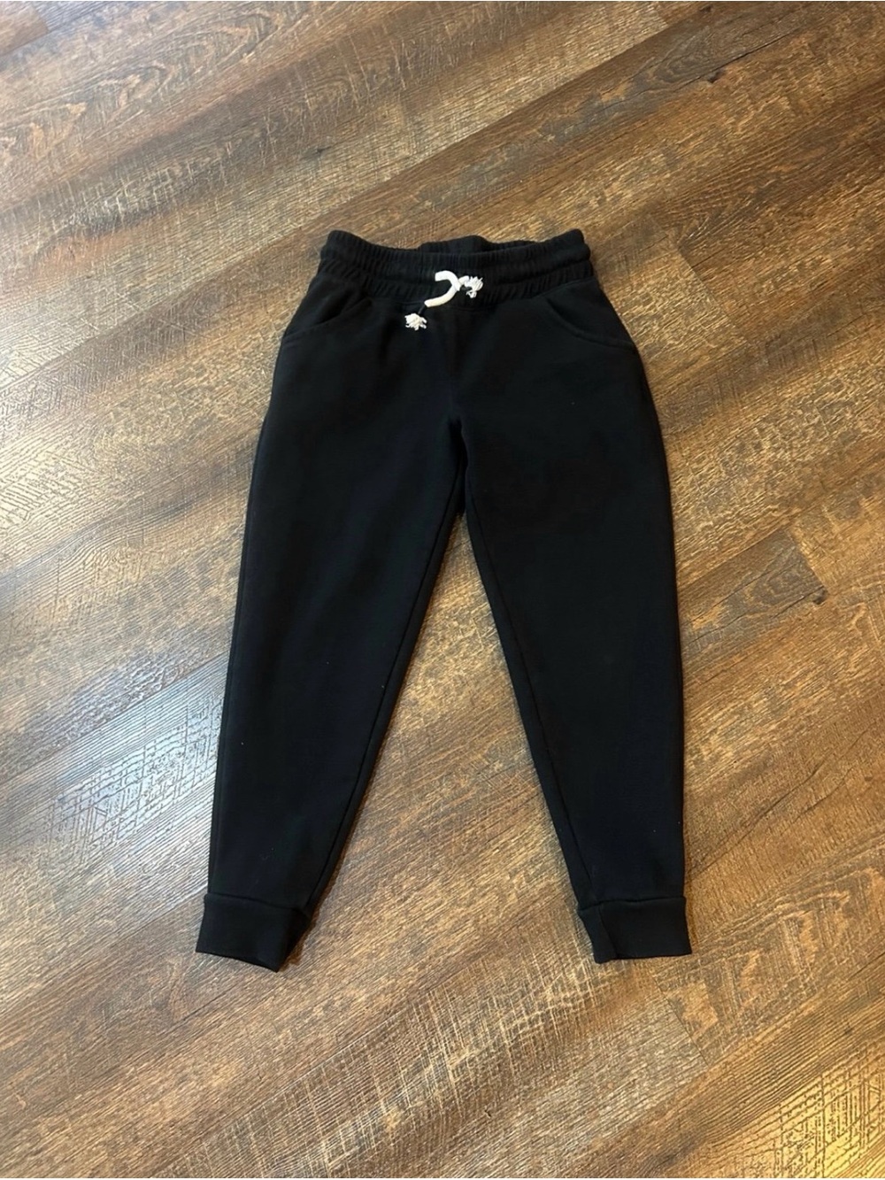 Cat & Jack Black Jogger Sweatpants with White Drawstring
